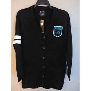 *Carolina Panthers Womens Varsity Cardigan Sweater NFL Black Button Up Small NWT